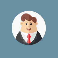 Man in a suit with a red tie. Avatar boss, office worker, manager, banker,  businessman. Flat vector icon, illustration