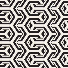 Vector Seamless Interlacing Lines Pattern. Repeating Geometric Background With Hexagonal Lattice.