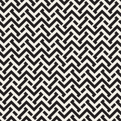 Interlacing Lines Maze Lattice. Ethnic Monochrome Texture. Vector Seamless Black and White Pattern