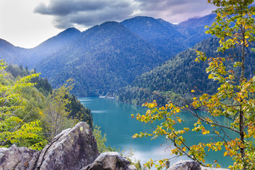 Beautiful summer view on mountain lake