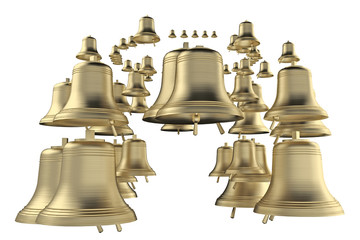 group bronze bells 3d rendering