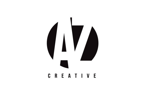 AZ A Z White Letter Logo Design with Circle Background.