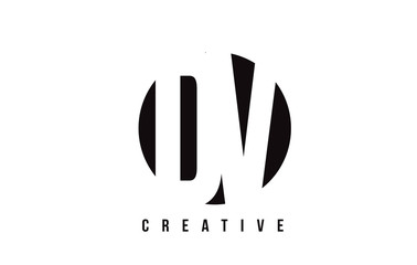 DV D V White Letter Logo Design with Circle Background.