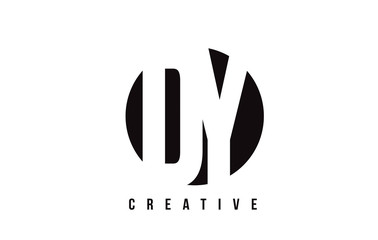 DY D Y White Letter Logo Design with Circle Background.