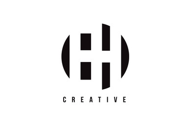 EH E H White Letter Logo Design with Circle Background.