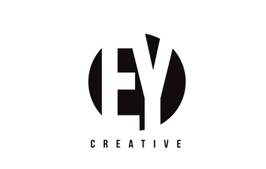 EY E Y White Letter Logo Design with Circle Background.