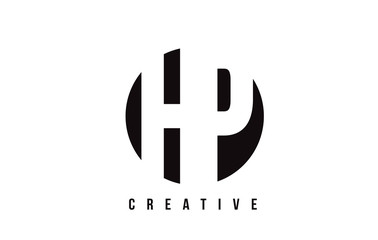 HP H P White Letter Logo Design with Circle Background.