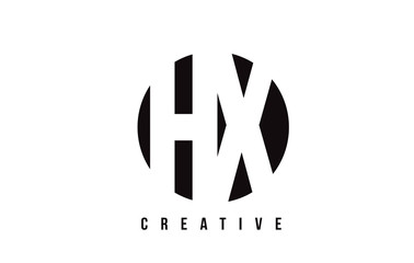 HX H X White Letter Logo Design with Circle Background.
