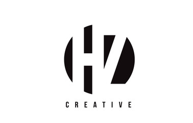 HZ H Z White Letter Logo Design with Circle Background.