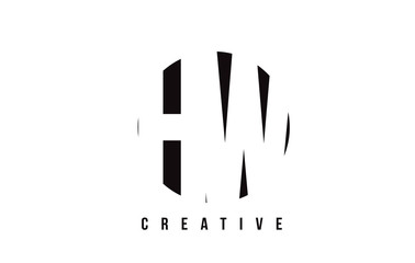 HW H W White Letter Logo Design with Circle Background.