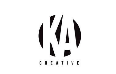KA K A White Letter Logo Design with Circle Background.