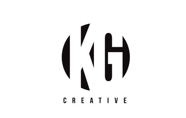 KG K G White Letter Logo Design with Circle Background.