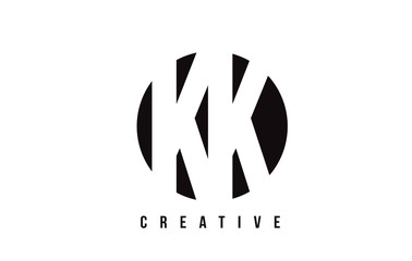 KK K K White Letter Logo Design with Circle Background.