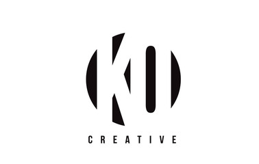 KO K O White Letter Logo Design with Circle Background.