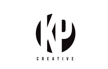 KP K P White Letter Logo Design with Circle Background.