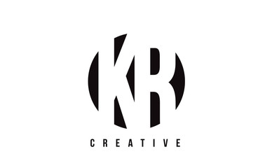 KR K R White Letter Logo Design with Circle Background.