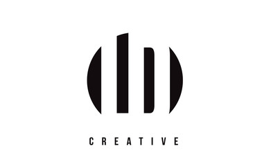 LD L D White Letter Logo Design with Circle Background.