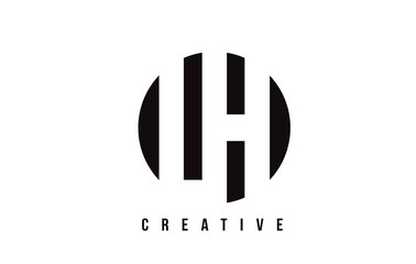 LH L H White Letter Logo Design with Circle Background.