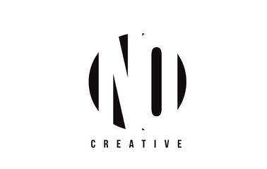 NO N O White Letter Logo Design with Circle Background.