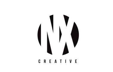 NX N X White Letter Logo Design with Circle Background.