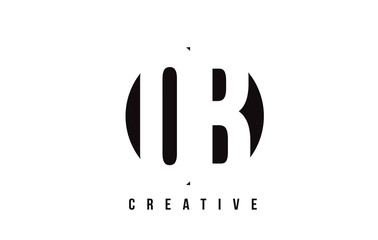 OB O B White Letter Logo Design with Circle Background.