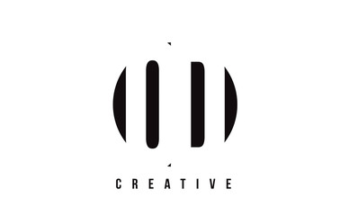 OD O D White Letter Logo Design with Circle Background.