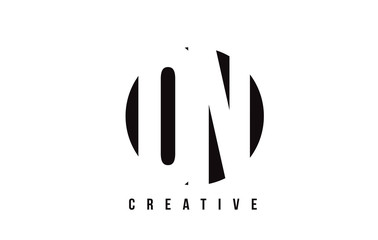 ON O N White Letter Logo Design with Circle Background.