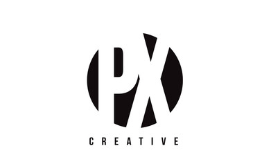 PX P X White Letter Logo Design with Circle Background.