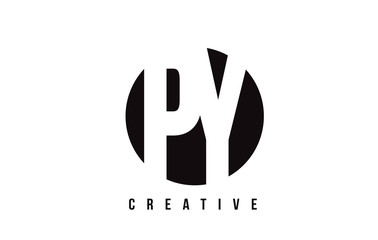 PY P Y White Letter Logo Design with Circle Background.