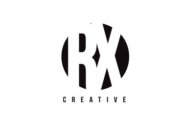RX R X White Letter Logo Design with Circle Background.
