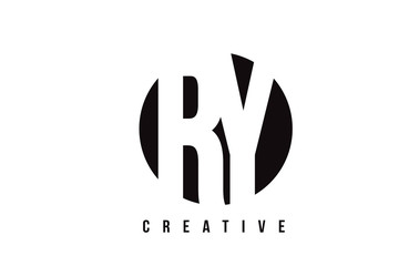 RY R Y White Letter Logo Design with Circle Background.