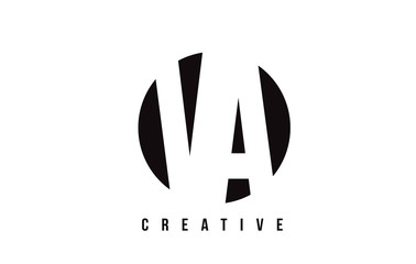 VA V A White Letter Logo Design with Circle Background.