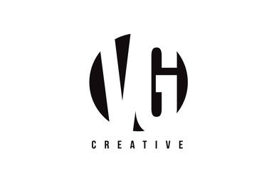 VG V G White Letter Logo Design with Circle Background.