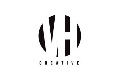 VH V H White Letter Logo Design with Circle Background.