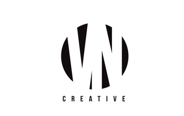 VN V N White Letter Logo Design with Circle Background.