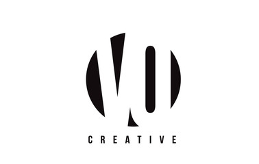 VO V O White Letter Logo Design with Circle Background.