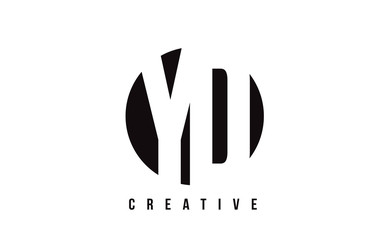 YD Y D White Letter Logo Design with Circle Background.