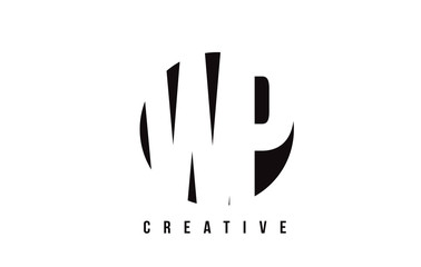 WP W P White Letter Logo Design with Circle Background.