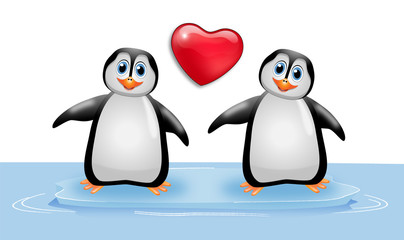 Pinguine / Vektor / Herz / Liebe