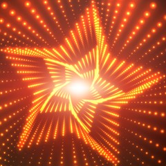 Obraz premium Vector infinite star twisted tunnel of shining flares on red background. Glowing points form tunnel sectors. Abstract cyber colorful background. Elegant modern geometric wallpaper.