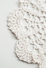 Details of hand-crocheted tablecloth