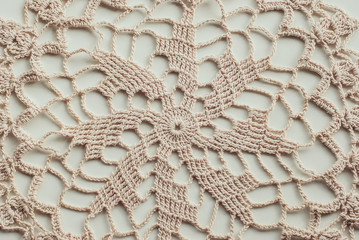 Details of hand-crocheted tablecloth