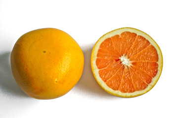 Closeup of grapefruits on a white background