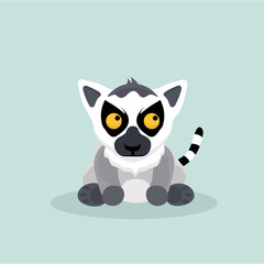 Cute cartoon ring tailed lemur.
