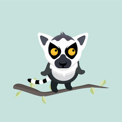 Cute cartoon ring tailed lemur.
