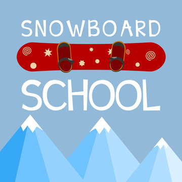 Snowboarding school logo, emblem, design element. Club logotype.