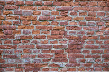 Red old brick wall. Texture.