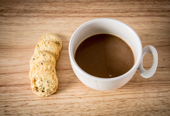 Coffee and Homemade cookies with chocolate
