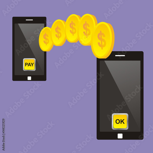 Vector Ilration Mobile Payment Concept Smartphone Wireless Vector Ilration Mobile Payment Concept Smartphone Wireless Money Transfer Flat Design