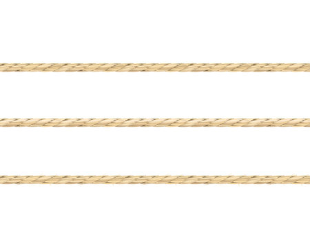 Vector illustration of three types of linen string. Seamless pattern of neat realistic linen material texture ropes.
